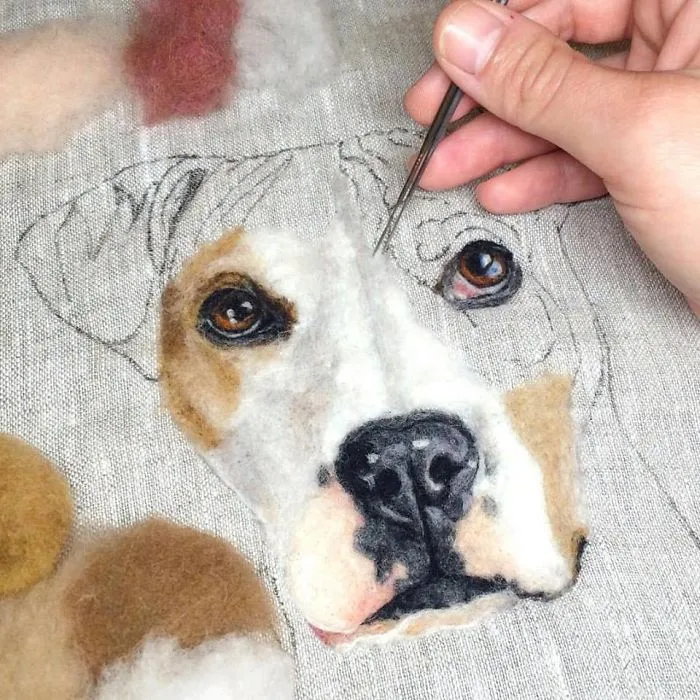 Artist Uses Needle And Wool To "Paint" Realistic Portraits Of Animals