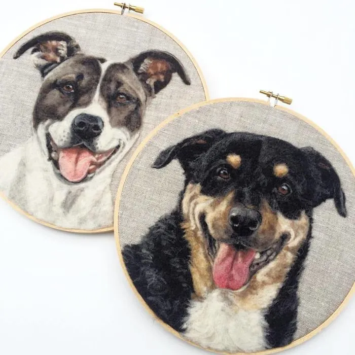 Artist Uses Needle And Wool To "Paint" Realistic Portraits Of Animals
