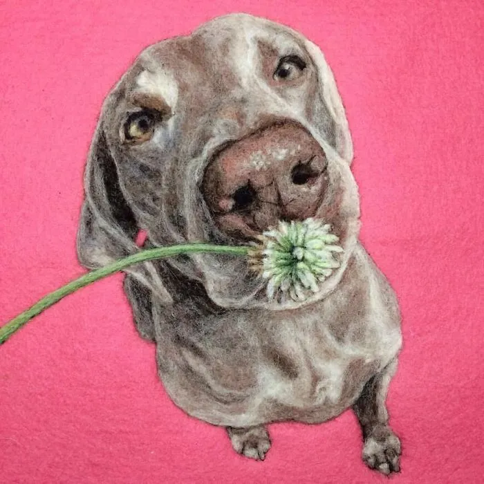 Artist Uses Needle And Wool To "Paint" Realistic Portraits Of Animals