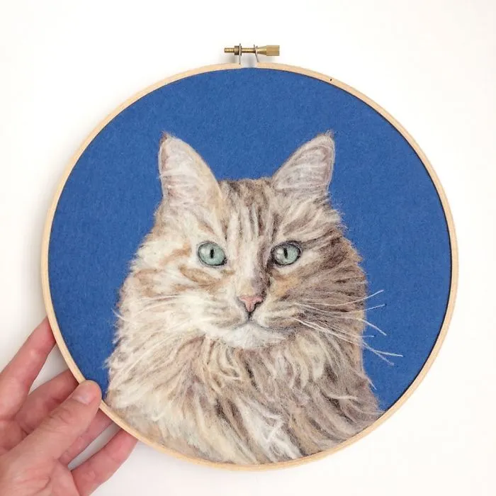 Artist Uses Needle And Wool To "Paint" Realistic Portraits Of Animals
