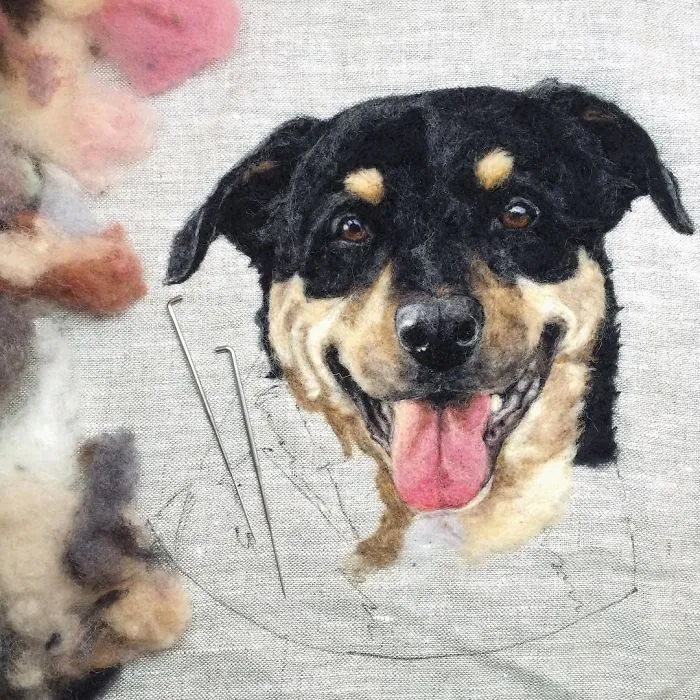 Artist Uses Needle And Wool To "Paint" Realistic Portraits Of Animals