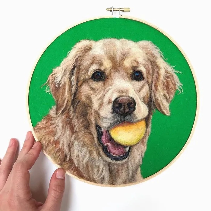Artist Uses Needle And Wool To "Paint" Realistic Portraits Of Animals