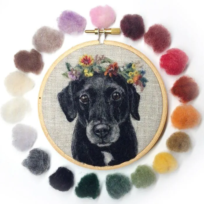Artist Uses Needle And Wool To "Paint" Realistic Portraits Of Animals