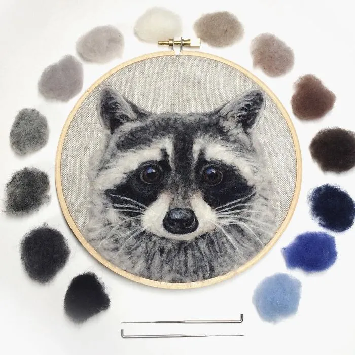 Artist Uses Needle And Wool To "Paint" Realistic Portraits Of Animals