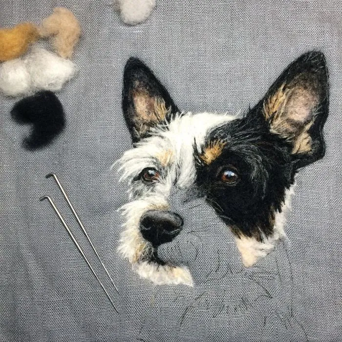 Artist Uses Needle And Wool To "Paint" Realistic Portraits Of Animals