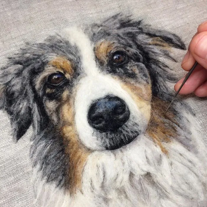 Artist Uses Needle And Wool To "Paint" Realistic Portraits Of Animals