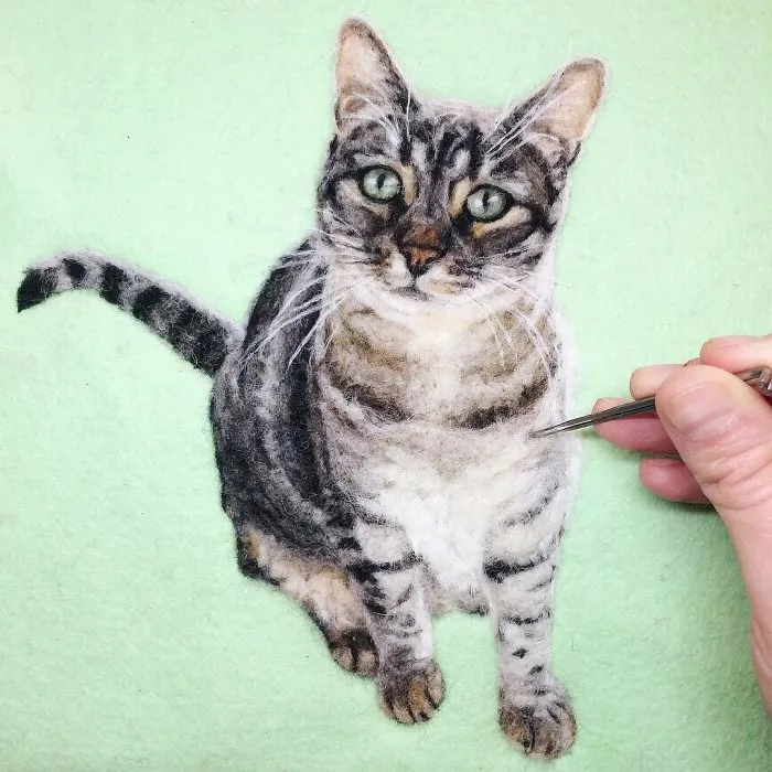 Artist Uses Needle And Wool To "Paint" Realistic Portraits Of Animals