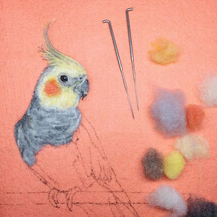 Artist Uses Needle And Wool To "Paint" Realistic Portraits Of Animals