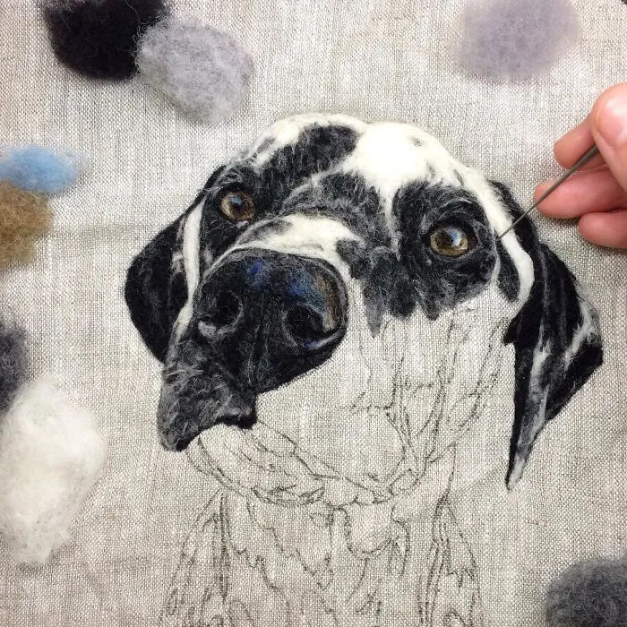 Artist Uses Needle And Wool To "Paint" Realistic Portraits Of Animals