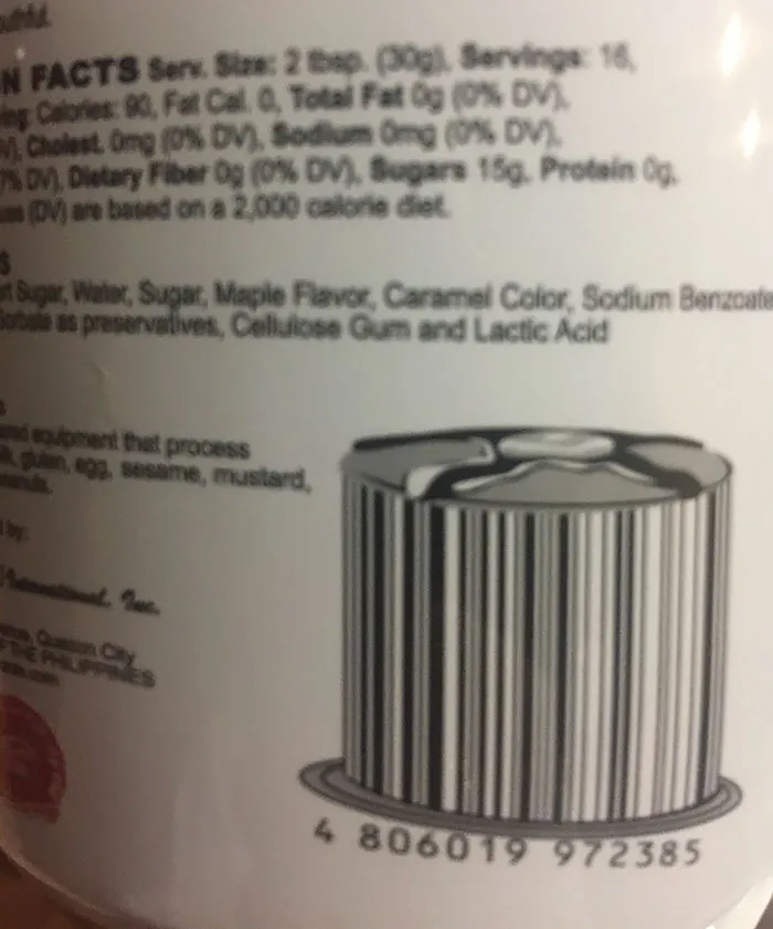 Maple Syrup Bottle's Bar Code