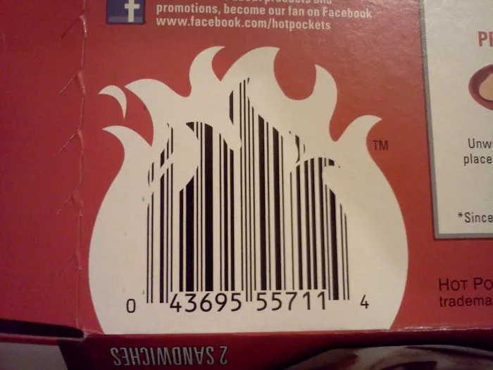 The Frozen Microwavable "Sandwiches" Box Barcode Is Flames