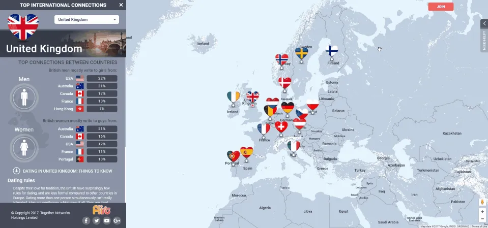 Interactive Map Of Online Dating. Check Who Is Flirting With Whom!