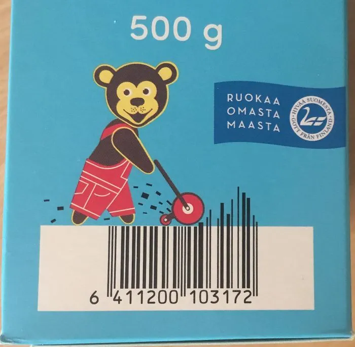 Barcode On Nalle ("Cub") Oatmeal Box