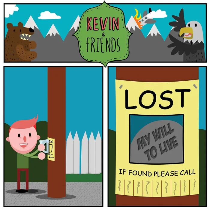 I Created Dark Comics About A Horrible Optimist Kevin (12 New Pics)