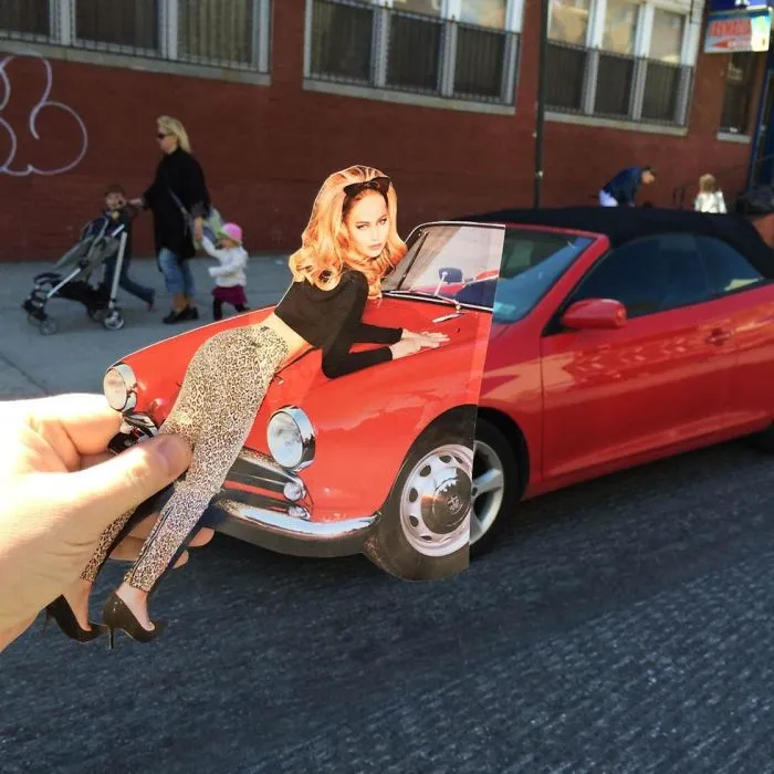 Este artista usa recortes de revistas para hacer más divertida la aburrida vida de la ciudad
