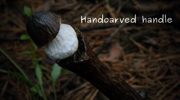 Mushroom Knife With Carved Handle And Recycled Blade
