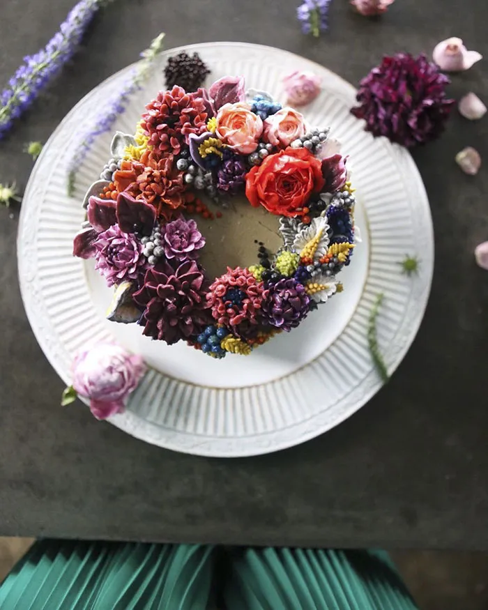 Tartas florales de crema de mantequilla que son demasiado hermosas para comérselas