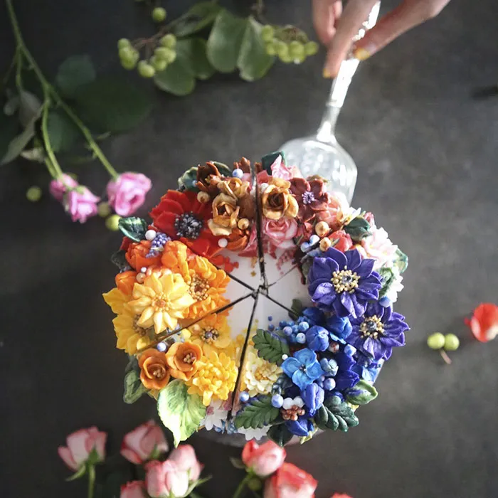 Tartas florales de crema de mantequilla que son demasiado hermosas para comérselas