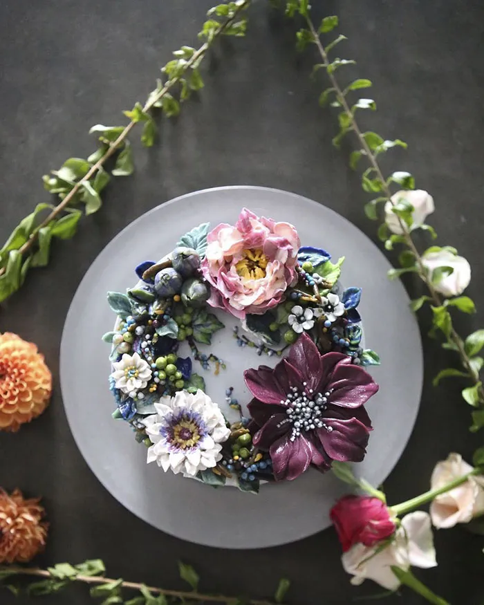 Tartas florales de crema de mantequilla que son demasiado hermosas para comérselas