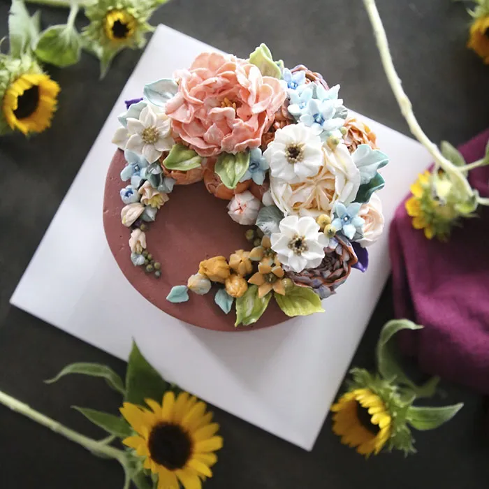 Tartas florales de crema de mantequilla que son demasiado hermosas para comérselas