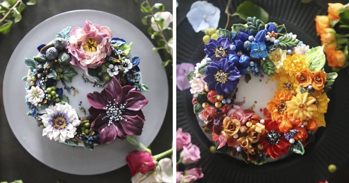 Tartas florales de crema de mantequilla que son demasiado hermosas para comérselas