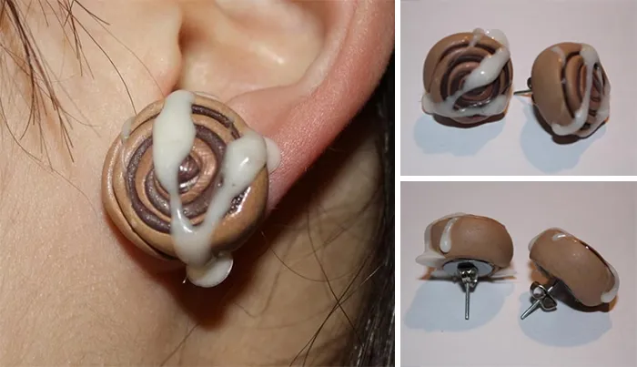 Pendientes rollito de canela con glaseado de azúcar... ejem