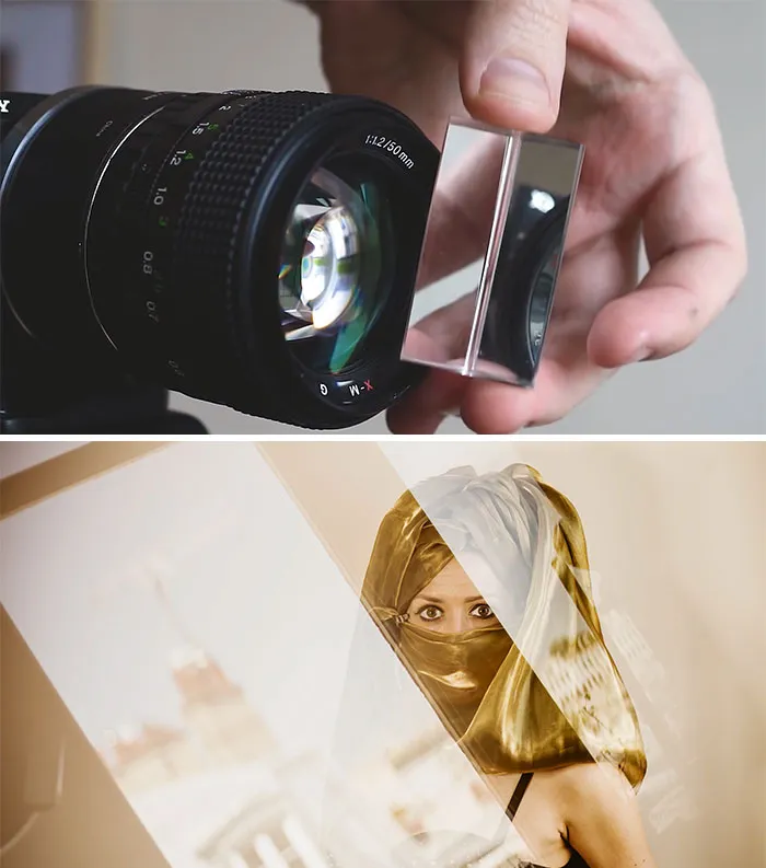 Use A Short Triangular Prism To Reflect Background