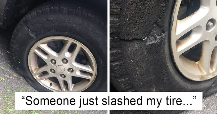 Woman Posts Pics Of Her 'Slashed Tire' On Twitter, But Someone Quickly Proves She's Lying And It's Hilarious