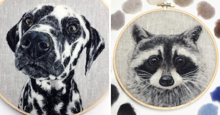 Artist Uses Needle And Wool To "Paint" Realistic Portraits Of Animals