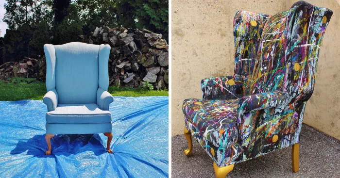 I Threw Buckets Of Paint On An Old Chair. Here's What Happened