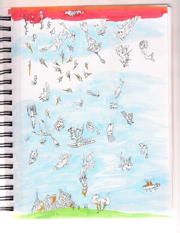 Several Flying Balloons, Angels, Alien Invaders, And Curious Ufo's Commingle In The Air...