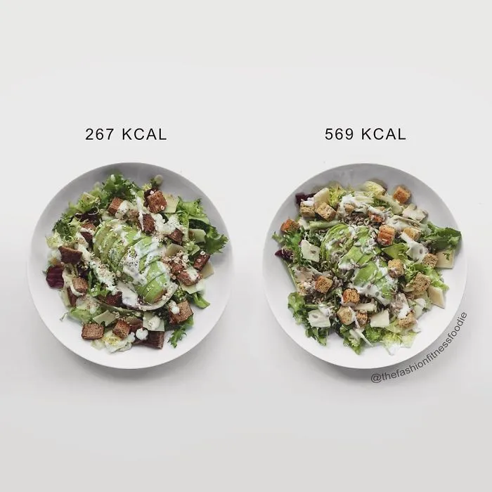 Both Are The Same Size, Both Come With Avocado, Cheese, Croutons And Dressing