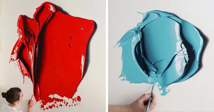 This Is Not What It Looks Like! These Giant Paint Blobs Are Actually Pencil Drawings