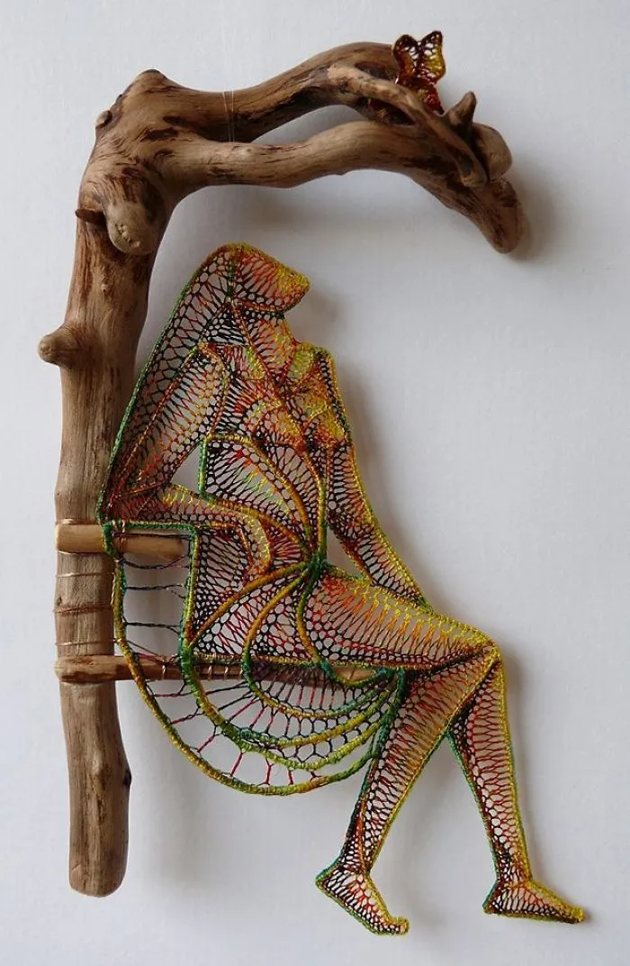 Hungarian Artist Delicately Attaches Mystical Lace Art To Pieces Of Found Wood, And The Result Is Gorgeous