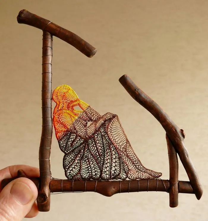 Hungarian Artist Delicately Attaches Mystical Lace Art To Pieces Of Found Wood, And The Result Is Gorgeous