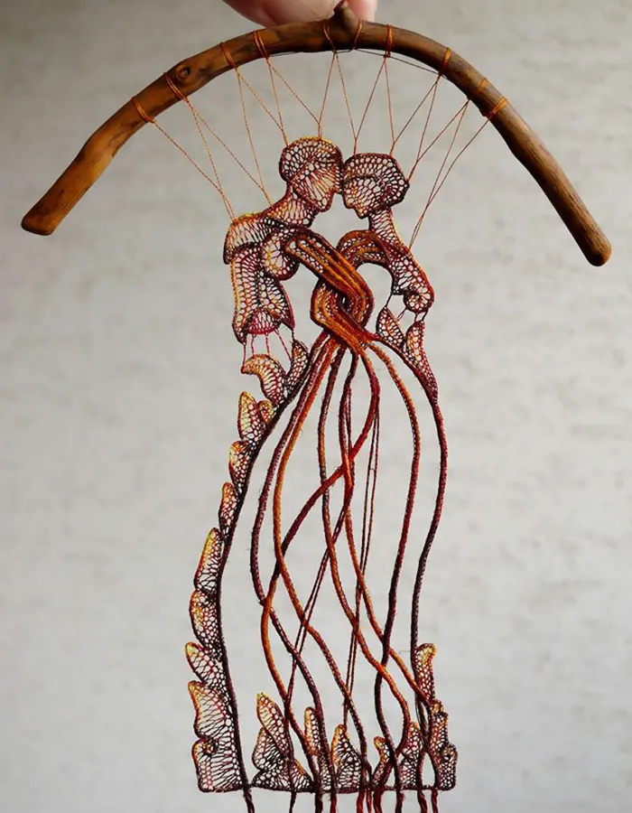 Hungarian Artist Delicately Attaches Mystical Lace Art To Pieces Of Found Wood, And The Result Is Gorgeous