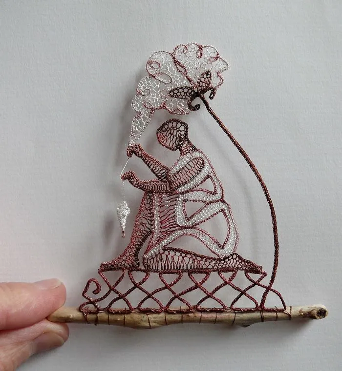 Hungarian Artist Delicately Attaches Mystical Lace Art To Pieces Of Found Wood, And The Result Is Gorgeous