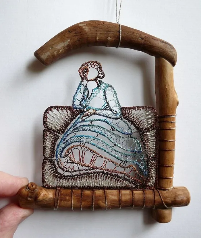 Hungarian Artist Delicately Attaches Mystical Lace Art To Pieces Of Found Wood, And The Result Is Gorgeous