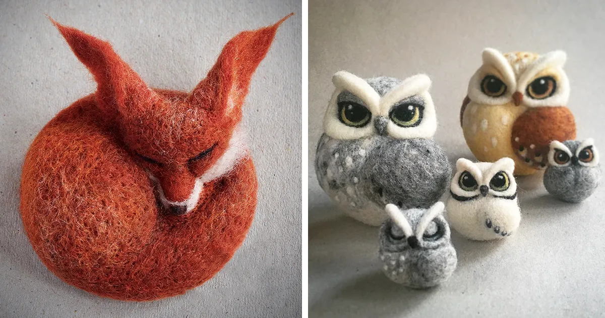 Soy una artesana autodidacta y creo encantadores animales con fieltro de aguja