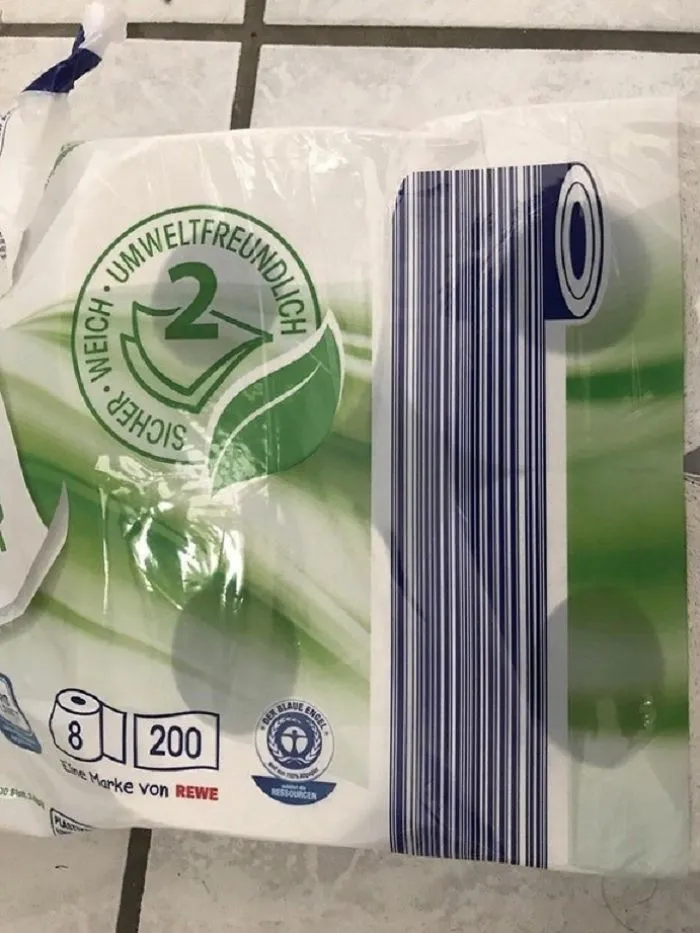 Barcode Of My Toilet Paper Pack Is In The Shape Of Toilet Paper