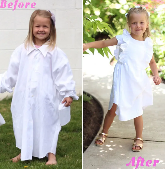Genius Mom Uses Husband's Old Shirts To Make Dresses For Her Daughters, And Result Is Amazing