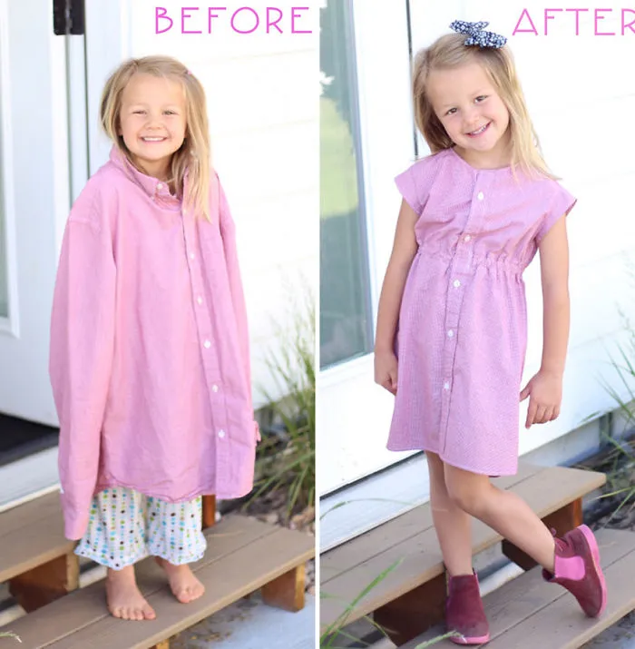 Genius Mom Uses Husband's Old Shirts To Make Dresses For Her Daughters, And Result Is Amazing