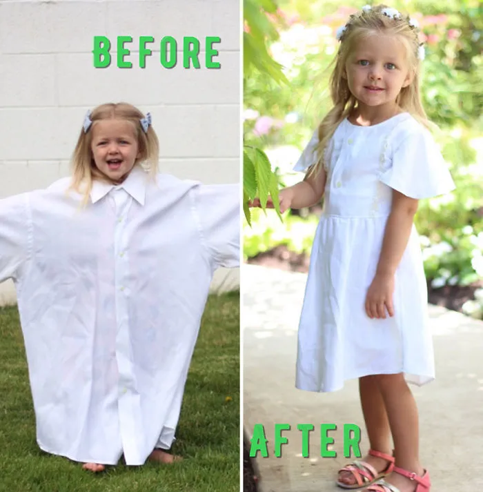 Genius Mom Uses Husband's Old Shirts To Make Dresses For Her Daughters, And Result Is Amazing