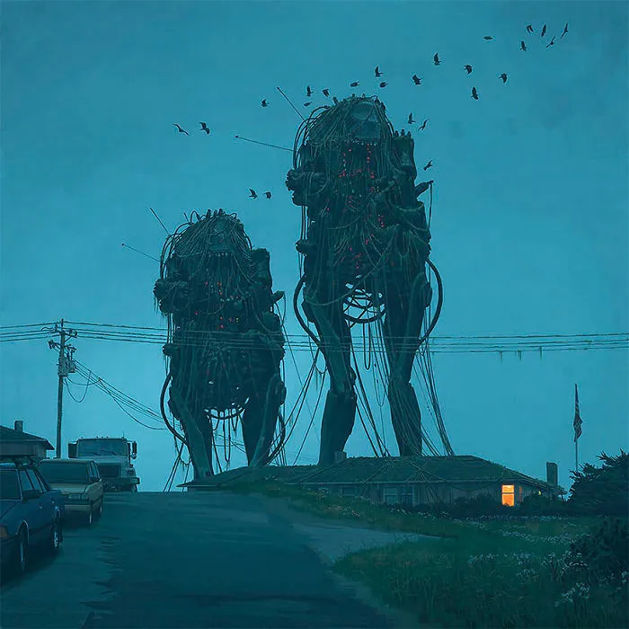 Girl And Her Robot Travel Through Wastelands In Alternate 90s USA In Chilling Illustrations