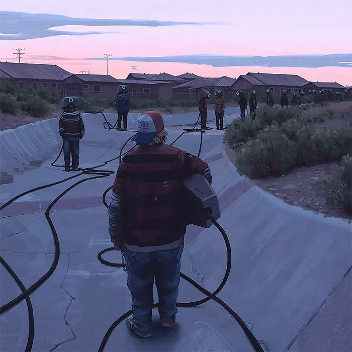 Girl And Her Robot Travel Through Wastelands In Alternate 90s USA In Chilling Illustrations