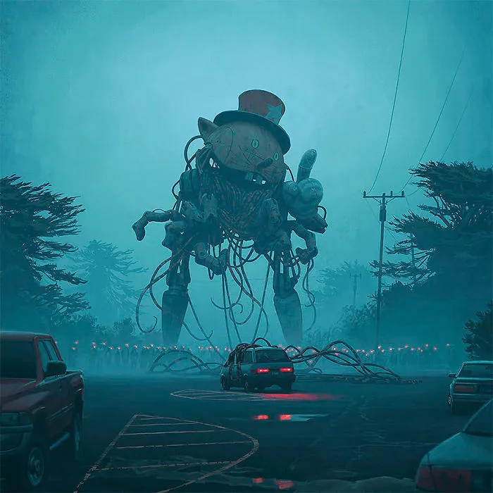 Girl And Her Robot Travel Through Wastelands In Alternate 90s USA In Chilling Illustrations
