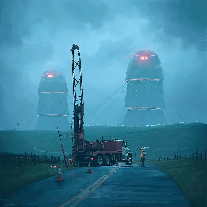 Girl And Her Robot Travel Through Wastelands In Alternate 90s USA In Chilling Illustrations