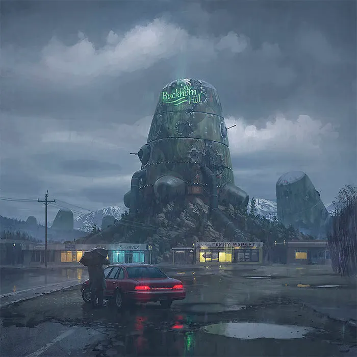 Girl And Her Robot Travel Through Wastelands In Alternate 90s USA In Chilling Illustrations