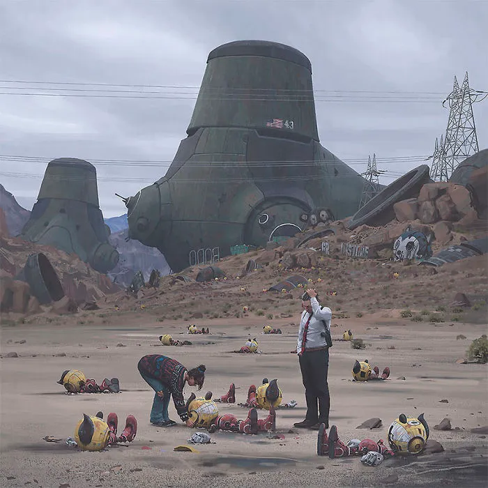 Girl And Her Robot Travel Through Wastelands In Alternate 90s USA In Chilling Illustrations