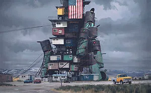 Girl And Her Robot Travel Through Wastelands In Alternate 90s USA In Chilling Illustrations